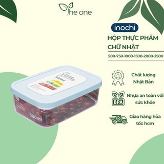Hộp thực phẩm chữ nhật INOCHI 500ml , đựng thức ăn, thực phẩm, an toàn lò vi sóng, máy rửa bát, nhựa nguyên sinh an toàn