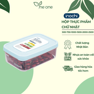 Hộp thực phẩm chữ nhật 1000ml inochi, đựng thức ăn, thực phẩm, an toàn lò vi sóng, máy rửa bát, nhựa nguyên sinh cao cấp