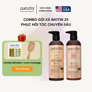 Combo gội xả phục hồi chuyên sâu PURA D'OR Professional Grade Biotin 2x