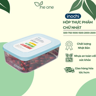 Hộp thực phẩm chữ nhật 2500ml inochi, đựng thức ăn, thực phẩm, an toàn lò vi sóng, máy rửa bát, nhựa nguyên sinh cao cấp