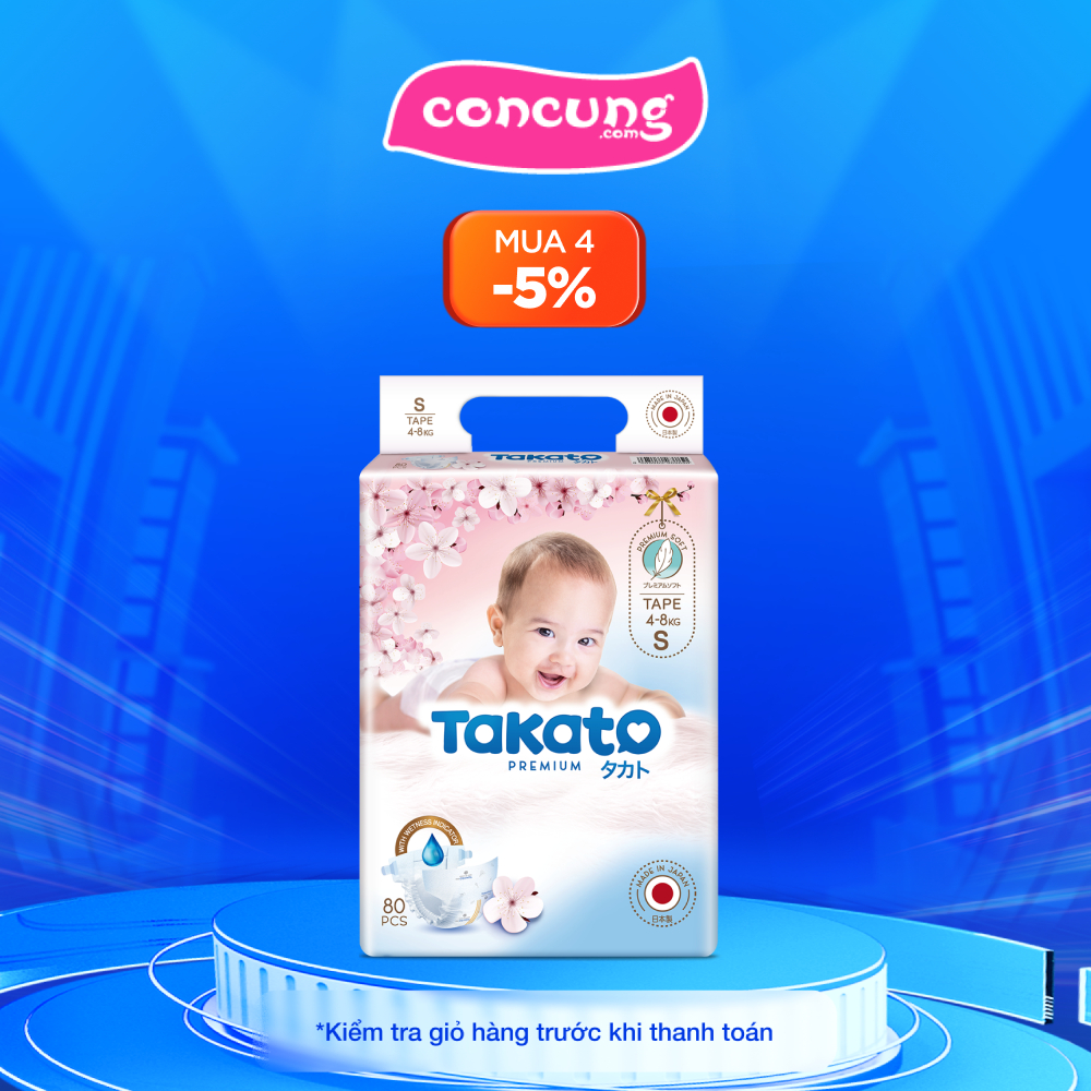 Tã dán Nhật Bản Takato siêu mềm mại (S, 80 miếng)