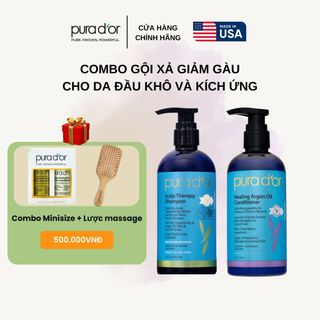 Combo dầu gội xả giảm gàu PURA D'OR Scalp Therapy và Healing Argan Oil cho da đầu khô kích ứng