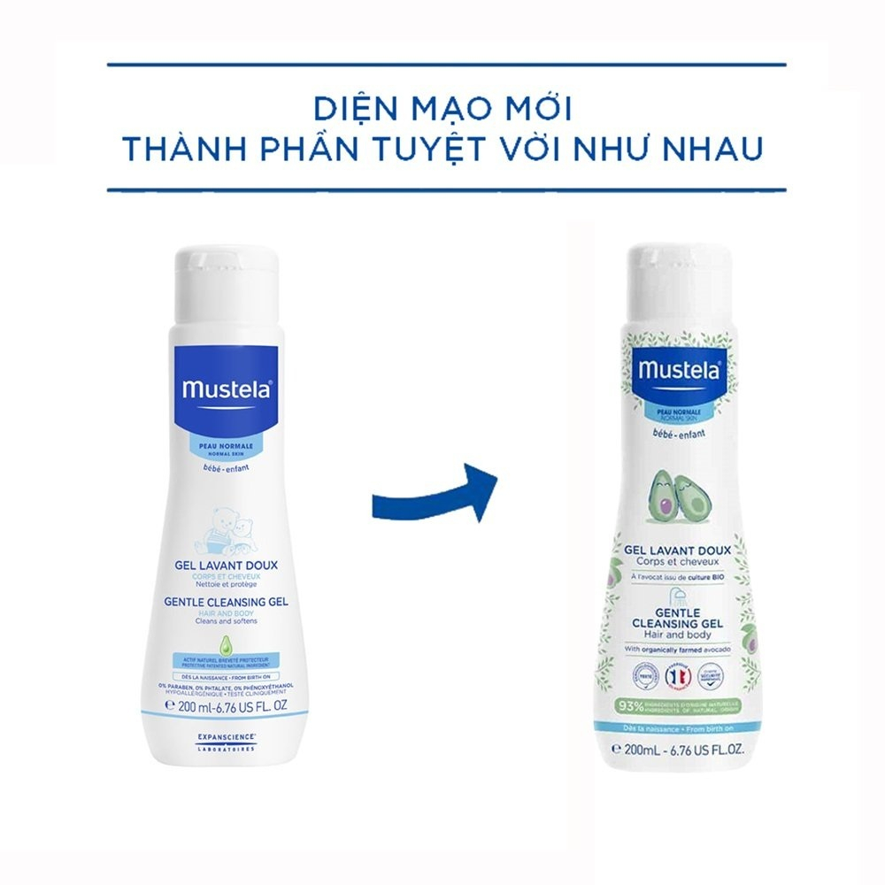 Sữa Tắm Gội Cho Trẻ Sơ Sinh & Em Bé Da Thường Mustela 200ml