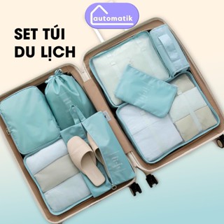 Bộ Túi Du Lịch Automatik Đựng Mỹ Phẩm Quần Áo Đồ Trang Điểm Túi Zip Đồ Du Lịch Set Chia Đồ Vali Gấp Gọn Chống Thấm Nước