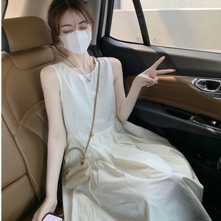 Váy suông trắng babydoll sát nách, xếp ly dáng dài có bigsize 40kg-120kg