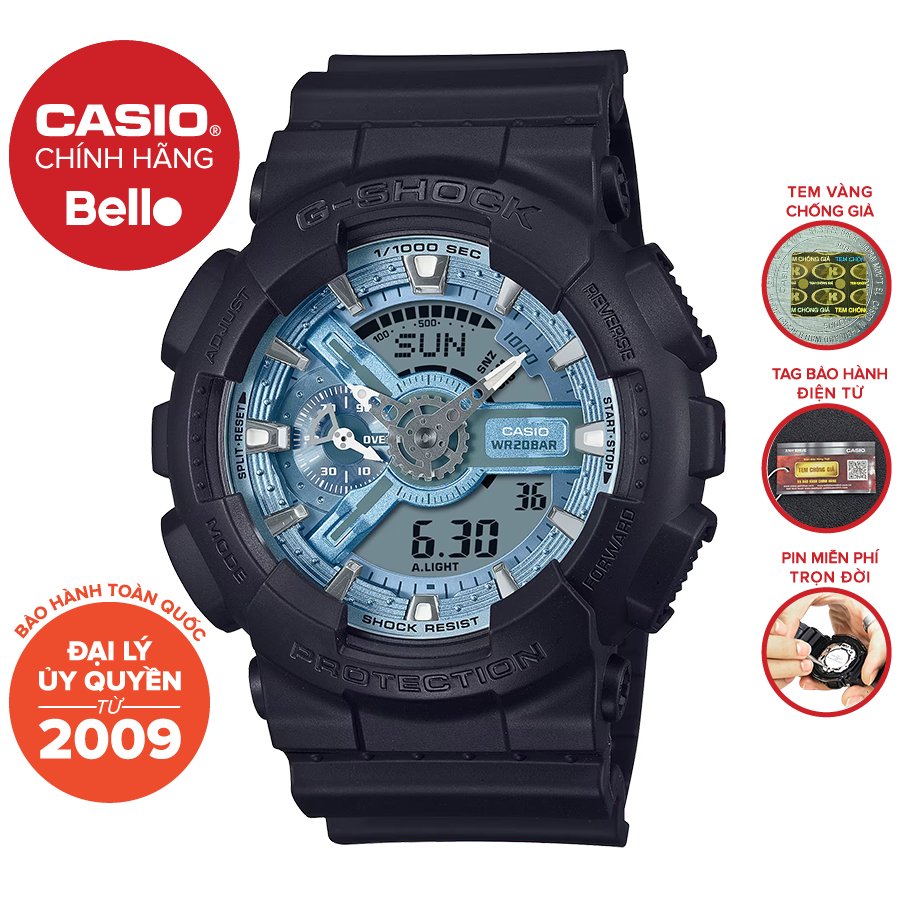 Đồng hồ Nam Dây Nhựa Casio G-Shock GA-110CD-1A2DR chính hãng bảo hành 5 năm Pin trọn đời
