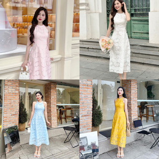 váy yếm ren hoa hồng thiết kế by Ann