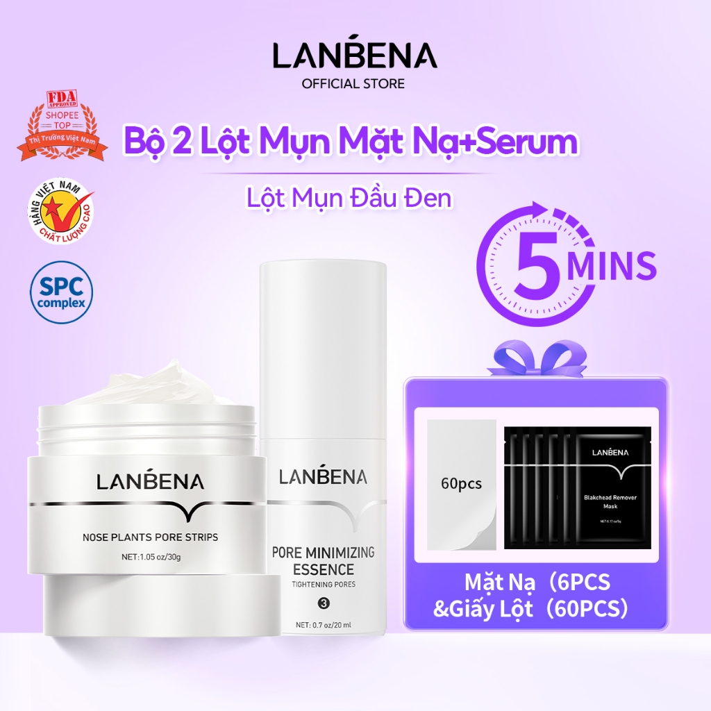 Lanbena Lột Mụn đầu đen Mặt Nạ Loại Bỏ Mụn đầu đen Cho Mũi Và Miếng Lột Mụn Hiệu Quả (30g)