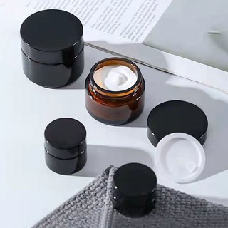 Hũ Chiết Kem Thủy Tinh Nâu Nắp Đen 30Gr - Hũ Kem Face - Hũ Chiết Mỹ Phẩm