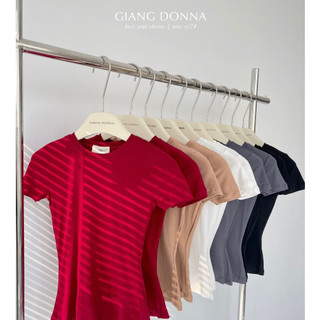 Áo thun ôm cổ tròn ngắn tay màu basic giang donna - a2402