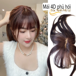 Tóc giả, mái thưa phủ hói 4D được làm từ tóc thật, Móc kim thủ công tinh tế, Ghim kẹp chắc chắn
