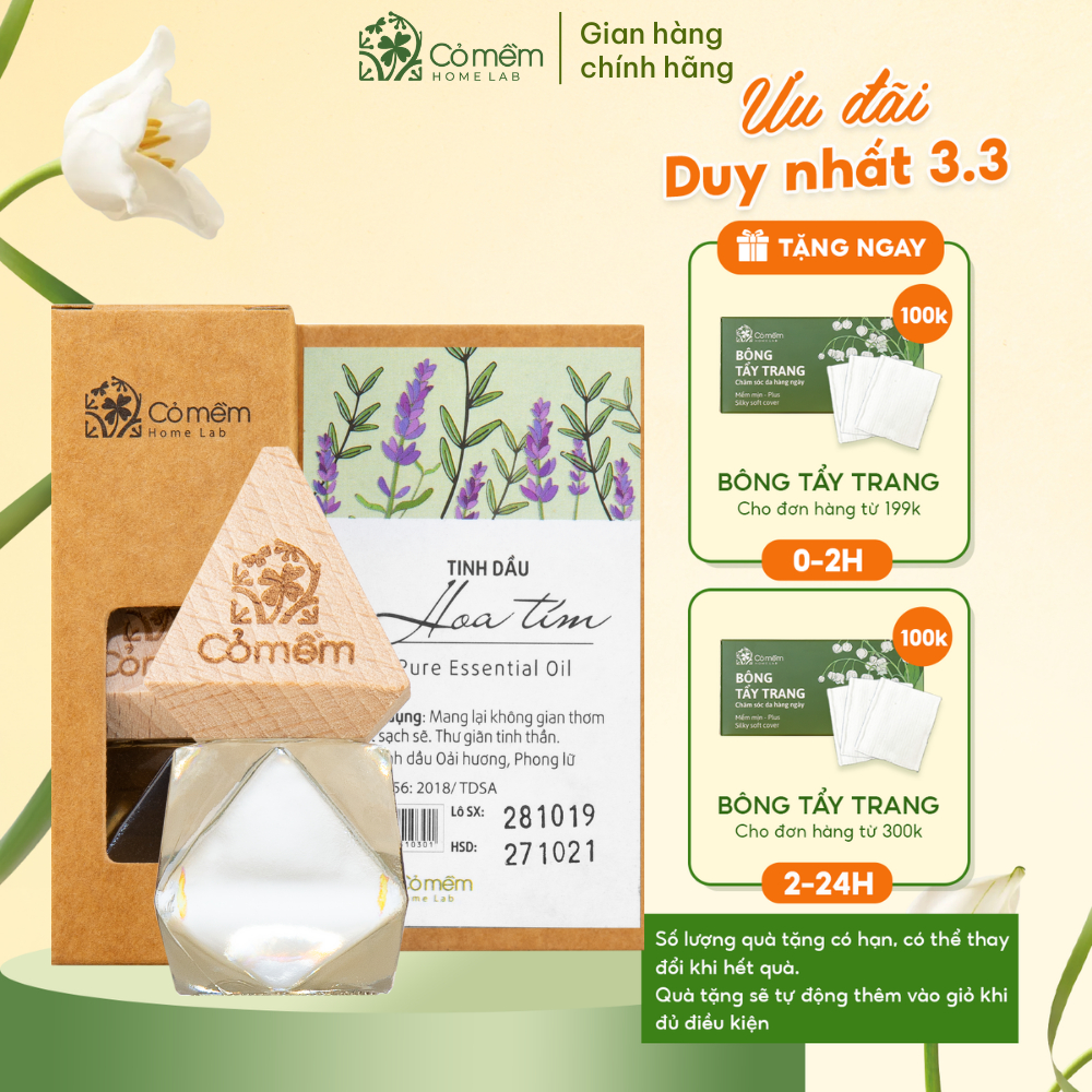 Tinh Dầu Treo Hoa Tím Thiên Nhiên Nguyên Chất Giúp Ngủ Ngon Thư Giãn Cỏ Mềm 8,5ml