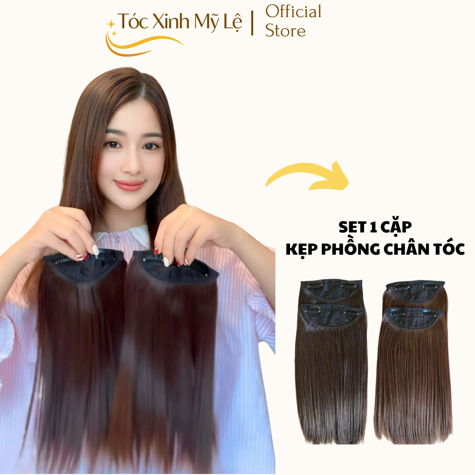 Kẹp tóc giả phồng chân tóc (Set gồm 2 cái) dài 30cm,chất liệu sợi tơ nhân tạo cao cấp,Tóc Xinh Mỹ Lệ