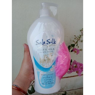 [Tặng Bông tắm]Sữa tắm dê Sala Silk Goat's Milk/Cá ngựa/Hoa Hồng 1.2L