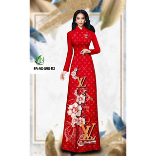 Ao dai thiết kế lụa tơ Nhật co giãn sang trong in 7d