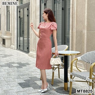 Đầm thiết kế cổ tròn đính ngọc trai tay búp sen BEMINE MT8825