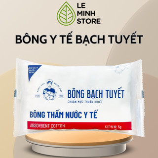 Bông y tế Bạch Tuyết chính hãng 5g, bông gòn thấm nước y tế, bông chăm sóc vết thương