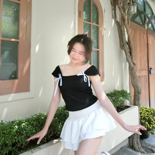 ÁO CỔ VUÔNG GẮN NƠ, CO GIẢN , ÔM BODY