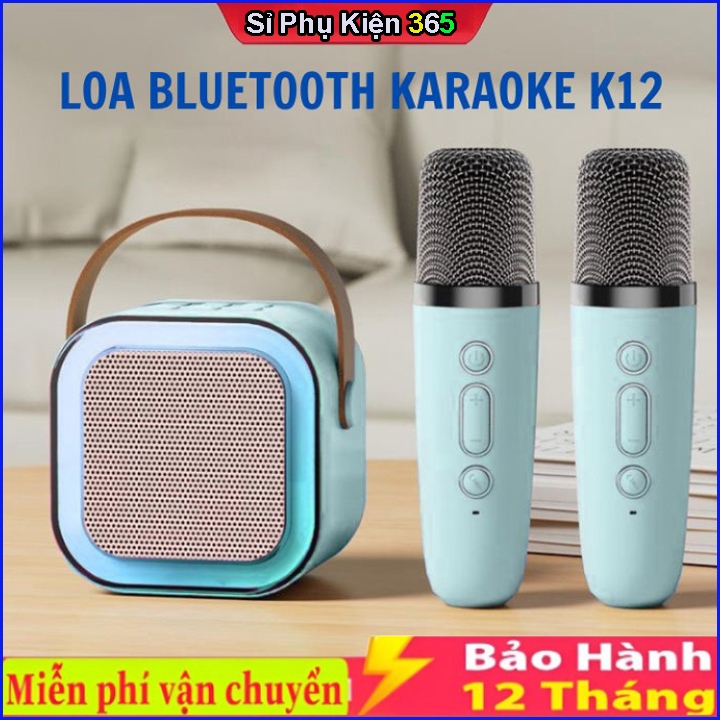 Loa bluetooth mini hát karaoke k12 tặng kèm 2 mic,có thể thay đổi giọng, nhỏ gọn có thể mang theo dễ dàng sử dụng