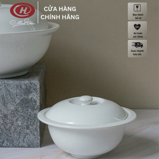 Xả hàng Thố sứ chưng yến có nắp đậy giữ nhiệt tốt  320ml- Bát tô có nắp sứ Minh Châu cao cấp LC14
