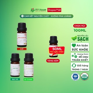 Compo 3 Chai Tinh Dầu 100ml Nguyên Chất Cao Cấp PTY HOUSE - Tặng 1 Chai Tinh Dầu 50ml Mùi Ngẫu Nhiên, Xông Hơi, Đuổi Mũi