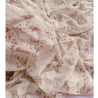 Vải tơ gân mỏng hoa vintage mềm mịn, khổ 1m5