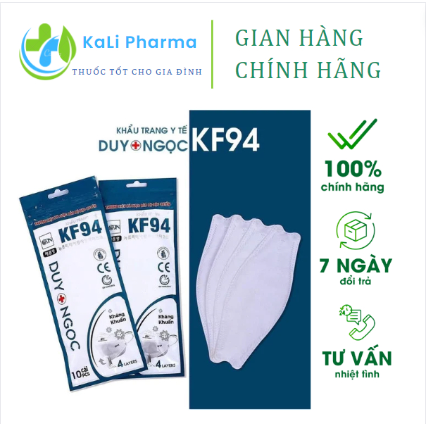 5 bịch Khẩu trang KF94 DUY NGỌC 4 lớp kháng khuẩn, kiểu dáng 4D Hàn Quốc hàng chính hãng chống bụi mịn