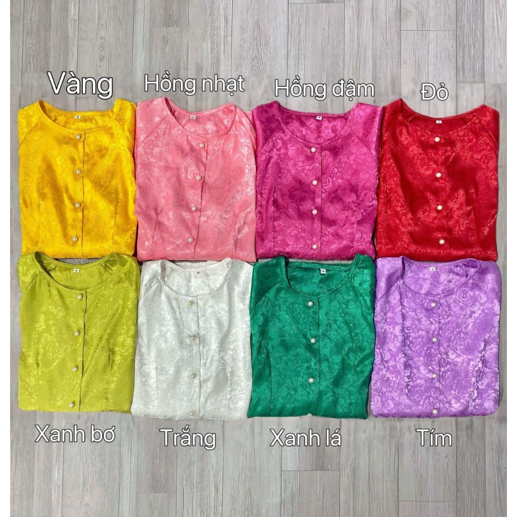 Nguyên bộ bà ba gấm tay dài quần đen-G4