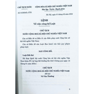 Sách - Luật Đất Đai (Hiện Hành) (Sửa Đổi, Bổ Sung Năm 2024)