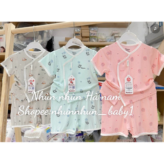 Bộ cộc tay cài lệch mầu trơn Avaler chất sợi tre (màu pastel nhẹ nhàng) size 3-6m đến 3-4y