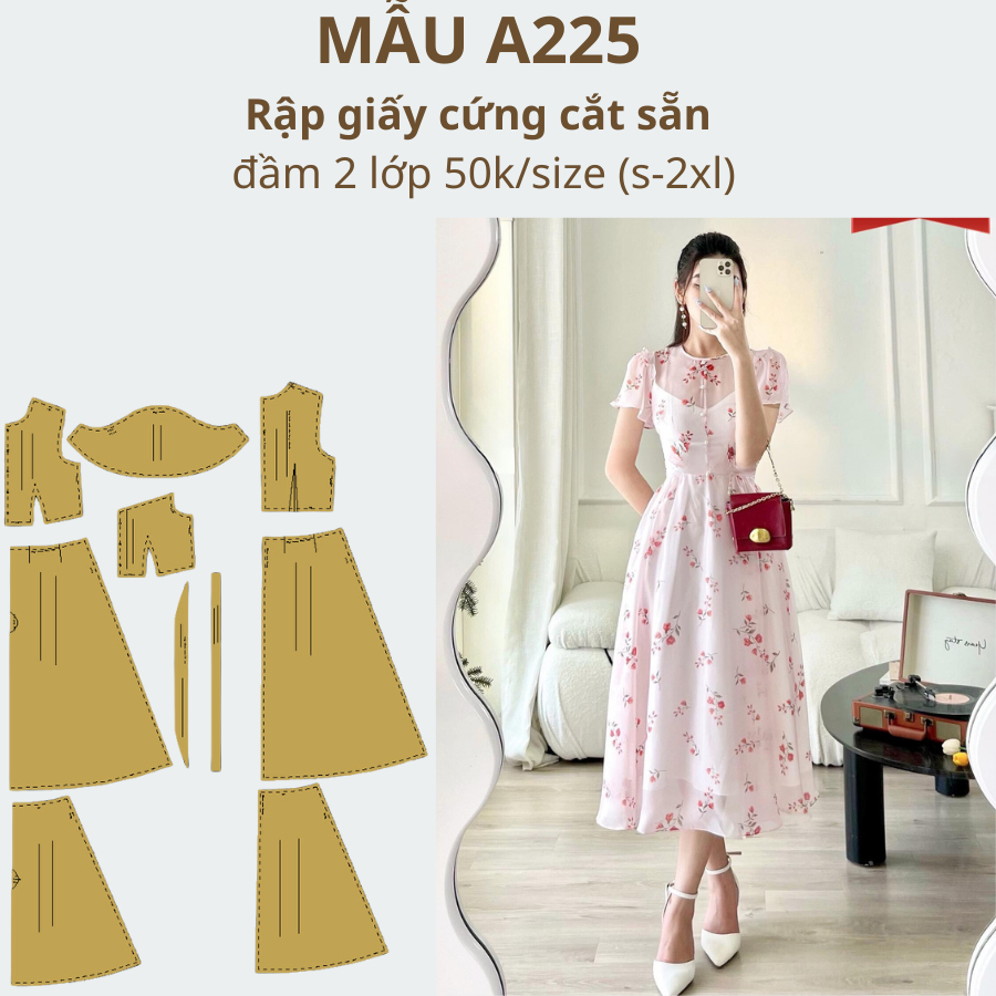 RẬP GIẤY CỨNG CẮT SẴN VÁY A225