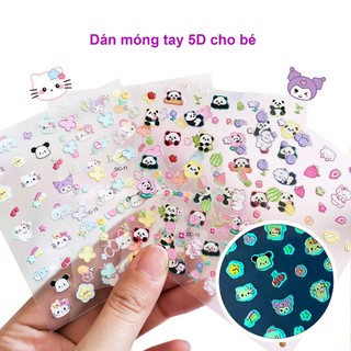 Dán móng tay 5D cho bé hình Hello Kitty dập nổi