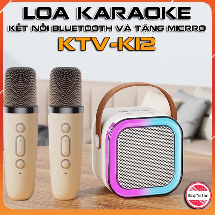 Bộ Loa Bluetooth + 2 Mic Không Dây Mini Hát Karaoke Tại Nhà K12, Có Thể Thay Đổi Giọng, Dễ Sử Dụng , BẢO HÀNH 12 TH