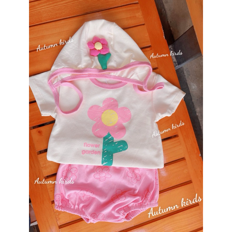 set đồ cho bé gái kèm mũ