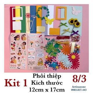 Kit thiệp 8/3 - 20/10 - 20/11 tự trang trí- kit 10 phôi thiệp