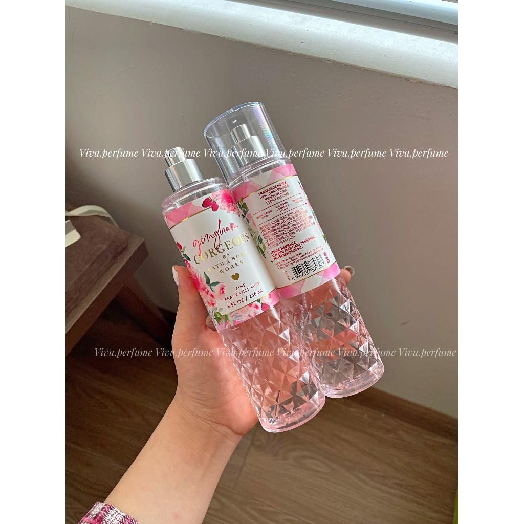 (Hương ngọt nhẹ) Body mist BBW Vivu.perfume hương Gingham Gorgeous dễ thương đáng iu sài đi học