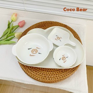 Combo ăn dặm, set 4 món ăn dặm coco bear cho bé từ 5 tháng tuổi begonia