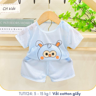 Bộ Quần Áo Cộc Tay Cho Bé Gái, Bé Trai Vải Cotton Giấy Hoạ Tiết, Tuti Tuti Baby, TUTI124