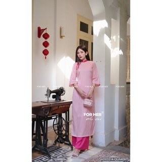 Áo dài suông nơ hồng ad03314