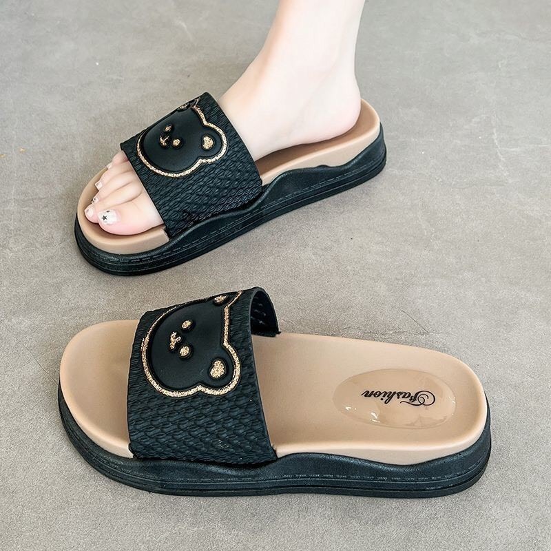 ( Lên 1 size ) Dép Nữ Thời Trang Lainiki Đế Cao 3cm Chất Liệu Cao Su Đi Nước Thoải Mái 1982