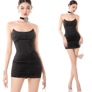 đầm cúp body xếp ly dự tiệc cao cấp y hình
