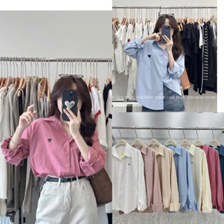 [NEW]ÁO SƠMI THÔ DÀI TAY THÊU TIM Thorm.Brown style Ulzzang