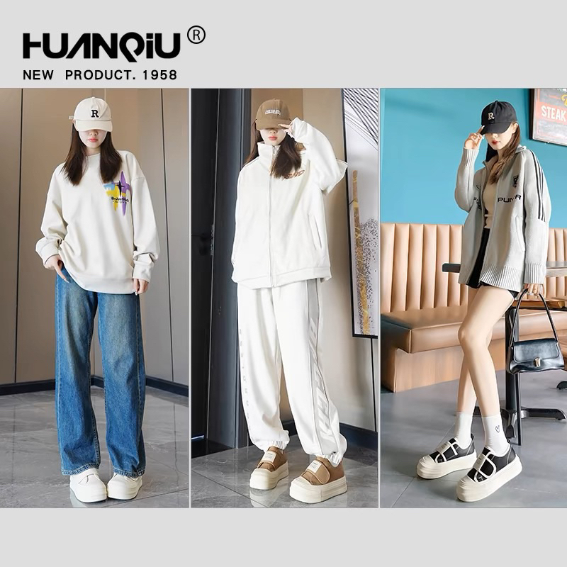 Giày thể thao độn đế HUANQIU cao cấp chính hãng, giày bánh mì nâng chiều cao cho nữ 4.5cm