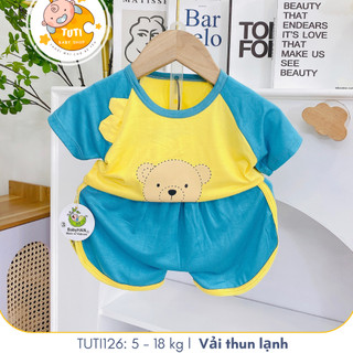 Bộ Cộc Tay Cho Bé Trai Bé Gái mặc ở nhà Vải thun lạnh 4C Hoạ Tiết Doremon, Đồ Bộ Ngắn Tay Cho Bé Mặc Hè, TUTI126