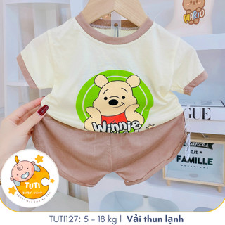 Đồ bộ ở nhà mặc mùa hè 2024 vải thun lạnh hoạ tiết 5 màu cho bé trai và bé gái, TUTI127
