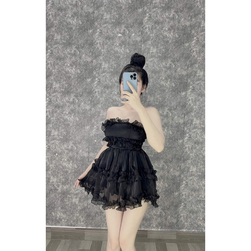 Sét váy cúp ngực chân váy xoè