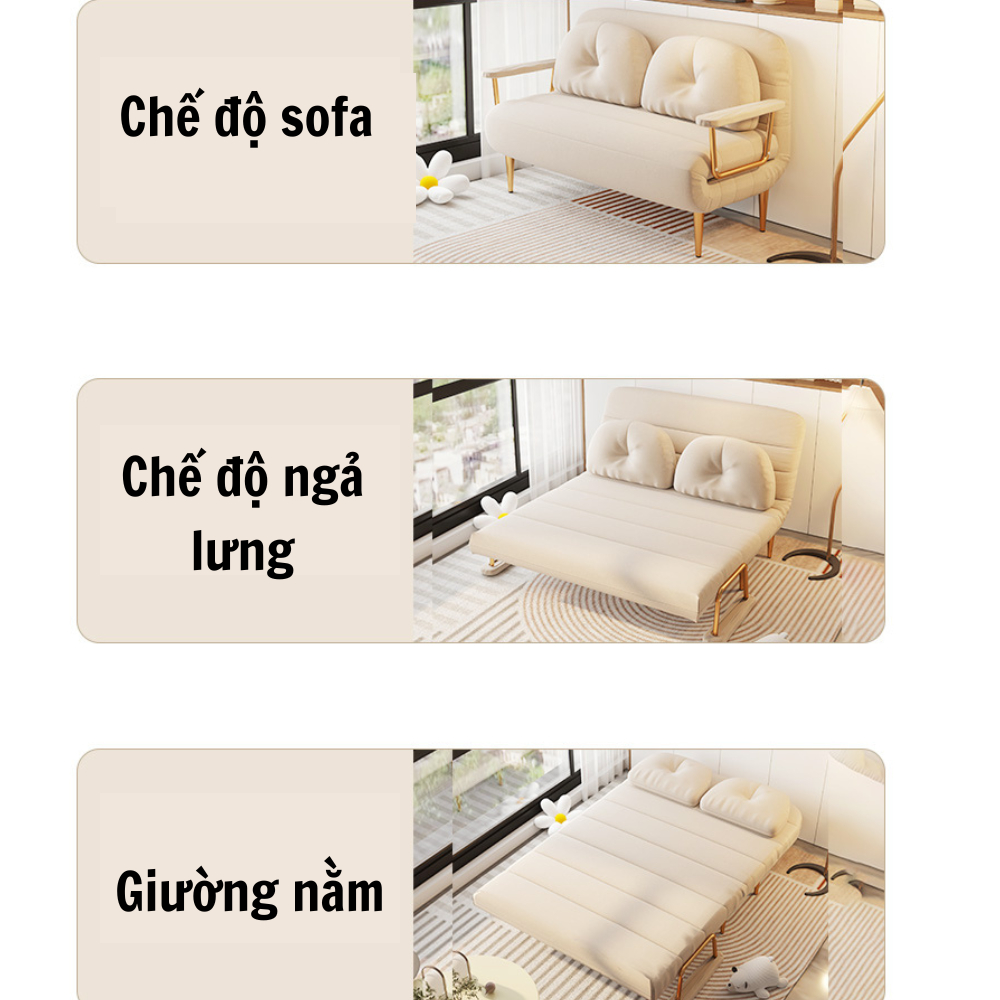 Ghế sofa giường gấp gọn cao cấp 2024,Sofa giường  2 trong 1 chất liệu vải nỉ nhung Khung Thép Chịu Tải 500kg ( tặng gối) | BigBuy360 - bigbuy360.vn
