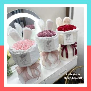 Bó hoa sáp tai thỏ làm quà tặng 8/3, sinh nhật, 20/10, valentine