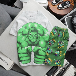 Đồ bộ bé trai tay ngắn size đại, thun cotton quần hoạ tiết có túi 2 bên