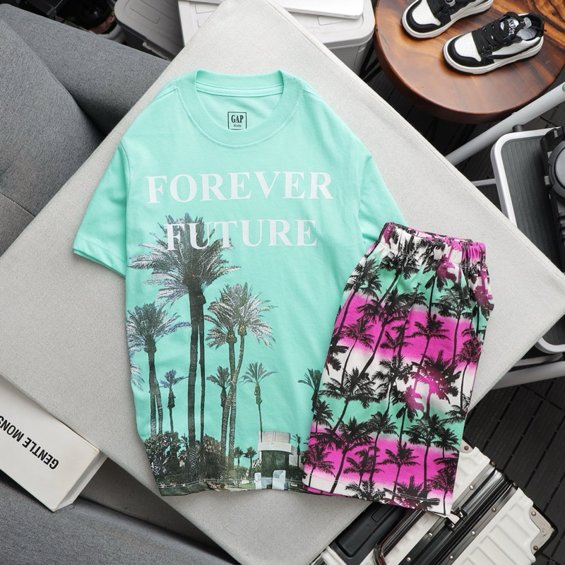 Đồ Bộ Bé Trai Tay Ngắn Size Đại, Thun Cotton Quần Hoạ Tiết Có Túi 2 Bên